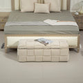 Velvet Upholstered Fabric Storage Ottoman with Safety Hinge, No assembly required
