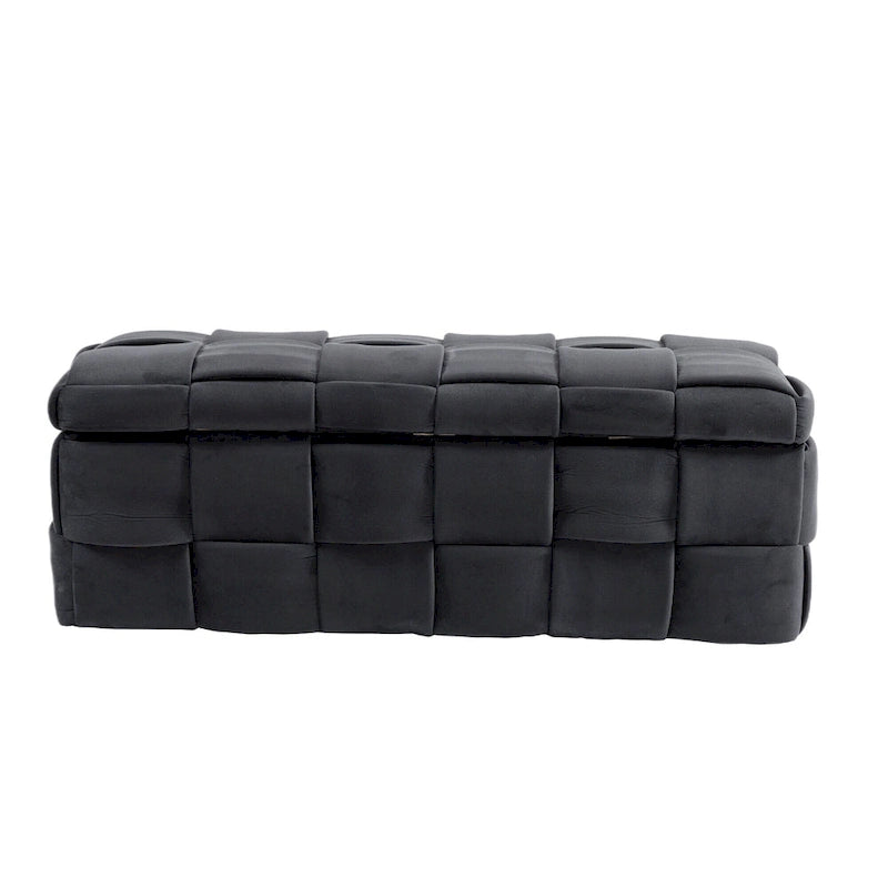 Velvet Upholstered Fabric Storage Ottoman with Safety Hinge, No assembly required