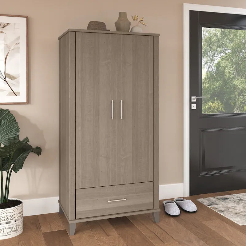 Tall Entryway Cabinet with Doors and Drawer