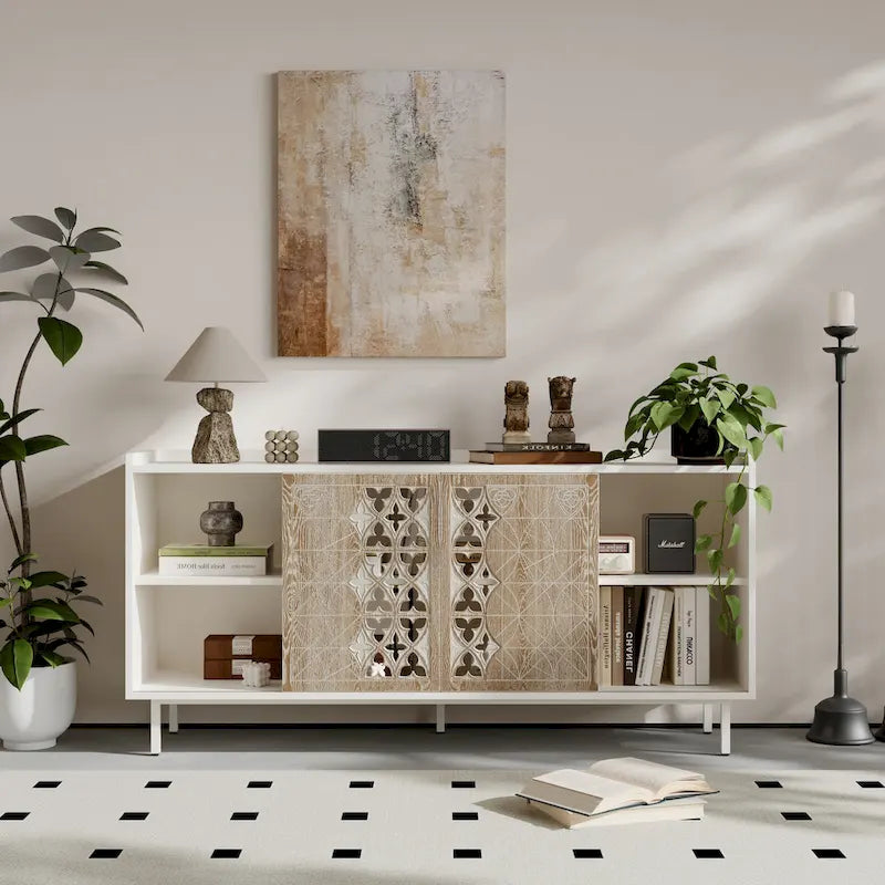 Rustic Vintage Style Storage Cabinet With 2 Doors, Push-Pull, Suitable For Tv Stand Table,Sideboards,Accent Cabinets