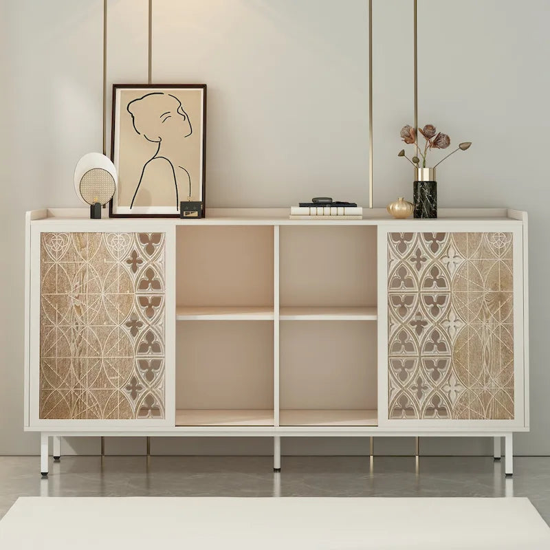 Rustic Vintage Style Storage Cabinet With 2 Doors, Push-Pull, Suitable For Tv Stand Table,Sideboards,Accent Cabinets