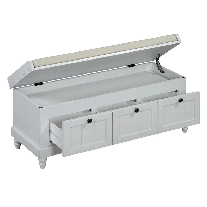 Shoe Bench with Lift Top Cushion Seat & Hidden Space, Entryway Shoe Storage Bench with 3 Drawers, Bedroom End of Bed Bench