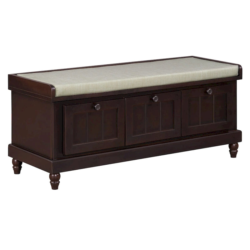 Shoe Bench with Lift Top Cushion Seat & Hidden Space, Entryway Shoe Storage Bench with 3 Drawers, Bedroom End of Bed Bench