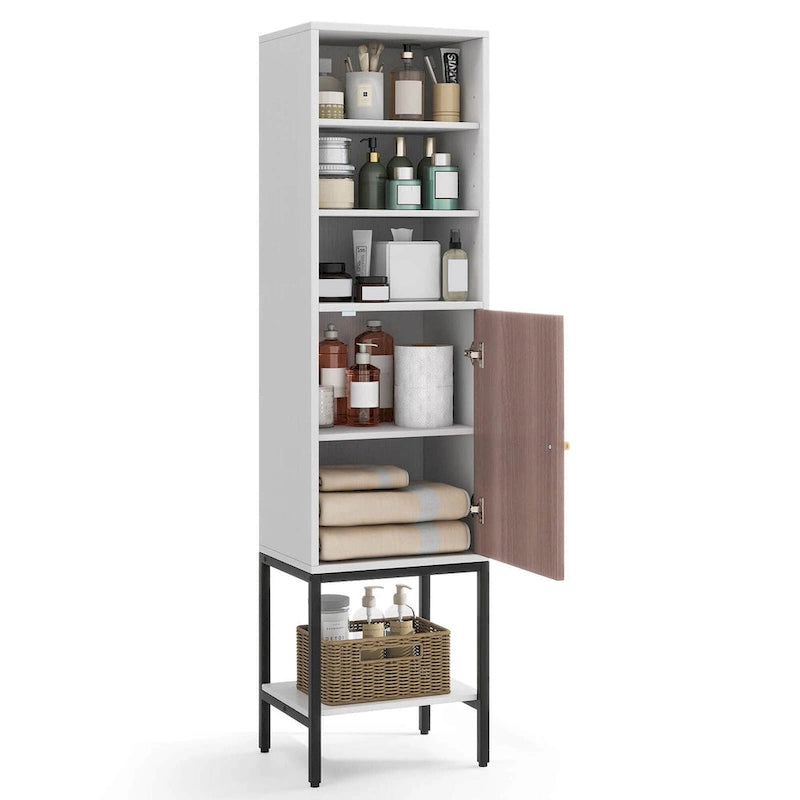 57" Tall Bathroom Cabinet with 1 Door and 4 Shelves