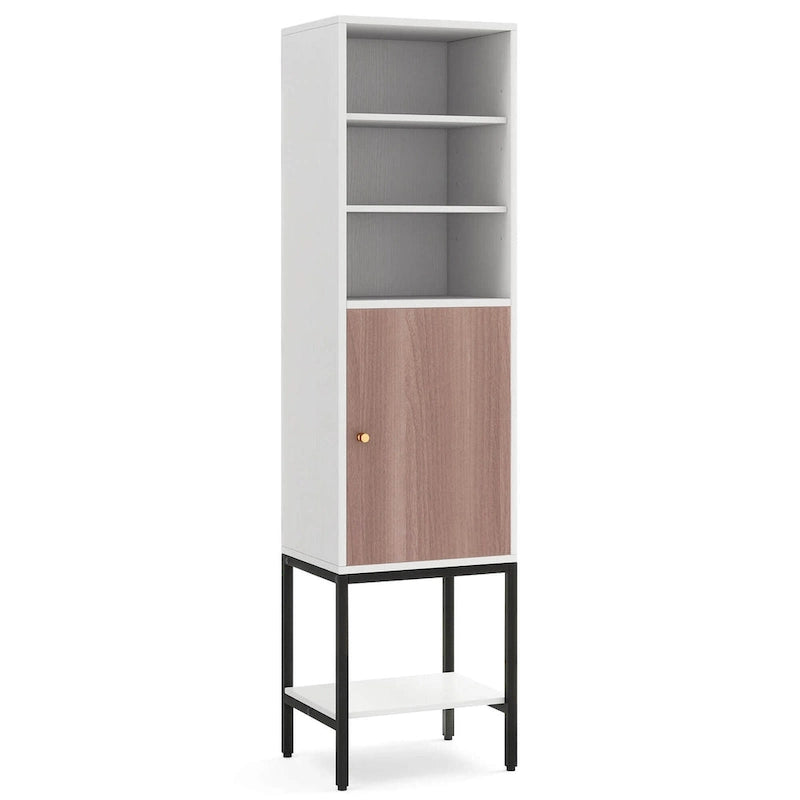 57" Tall Bathroom Cabinet with 1 Door and 4 Shelves