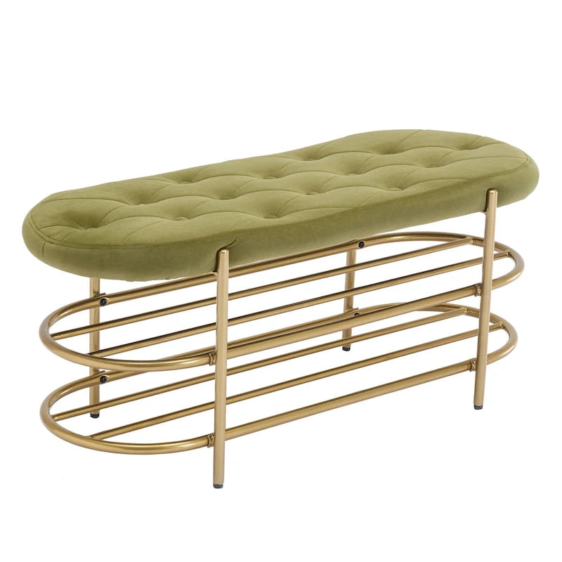 Velvet Upholstered Tufted End of Bench for Living Room/Bedroom