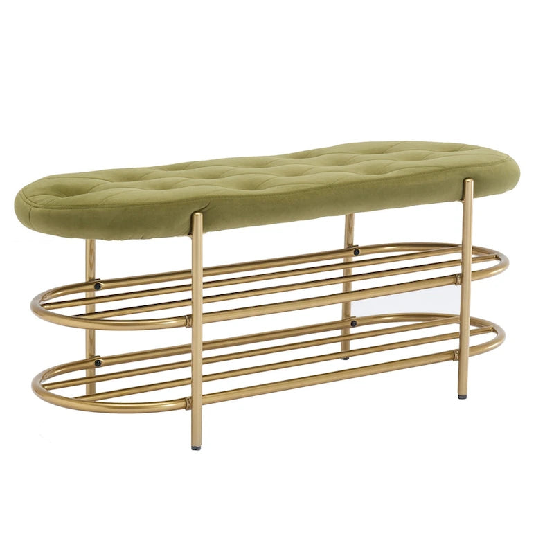 Velvet Upholstered Tufted End of Bench for Living Room/Bedroom