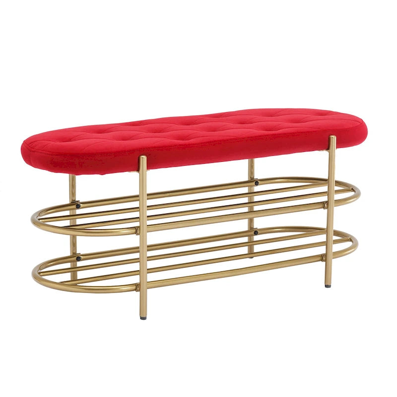 Velvet Upholstered Tufted End of Bench for Living Room/Bedroom
