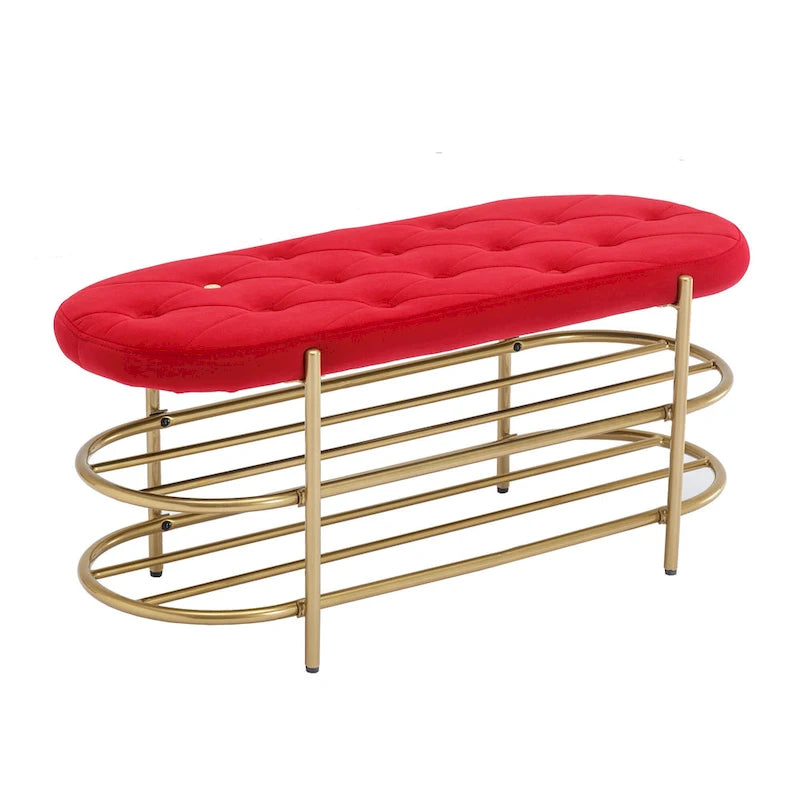 Velvet Upholstered Tufted End of Bench for Living Room/Bedroom
