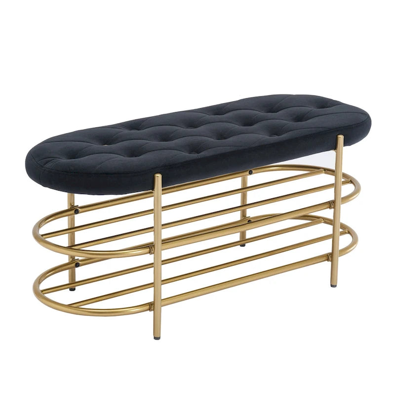 Velvet Upholstered Tufted End of Bench for Living Room/Bedroom