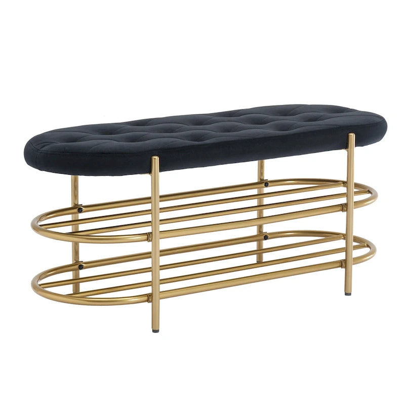 Velvet Upholstered Tufted End of Bench for Living Room/Bedroom