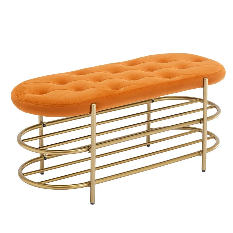 Velvet Upholstered Tufted End of Bench for Living Room/Bedroom