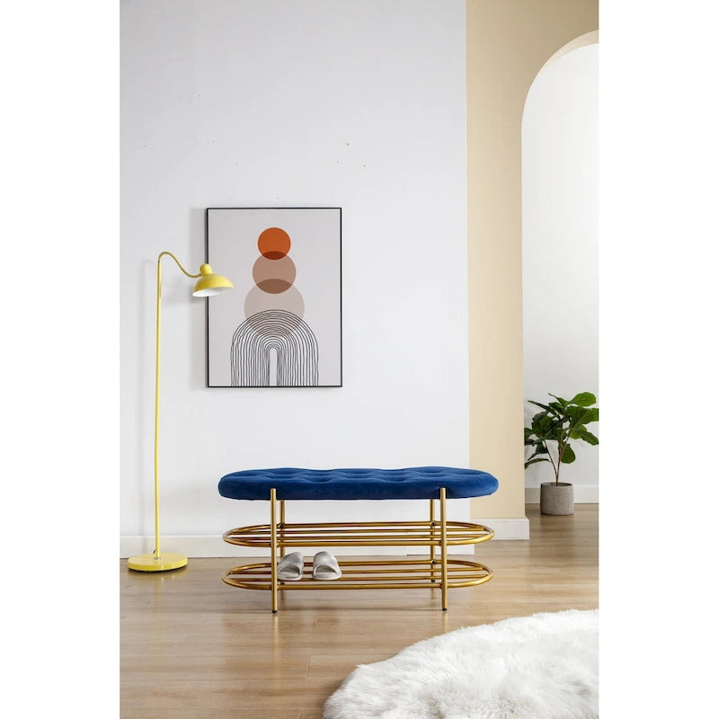 Velvet Upholstered Tufted End of Bench for Living Room/Bedroom