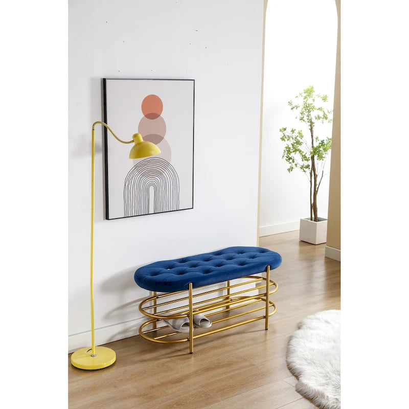 Velvet Upholstered Tufted End of Bench for Living Room/Bedroom