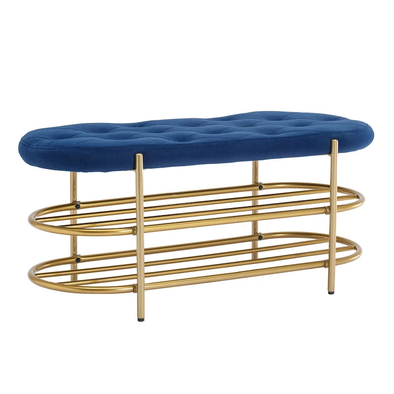Velvet Upholstered Tufted End of Bench for Living Room/Bedroom