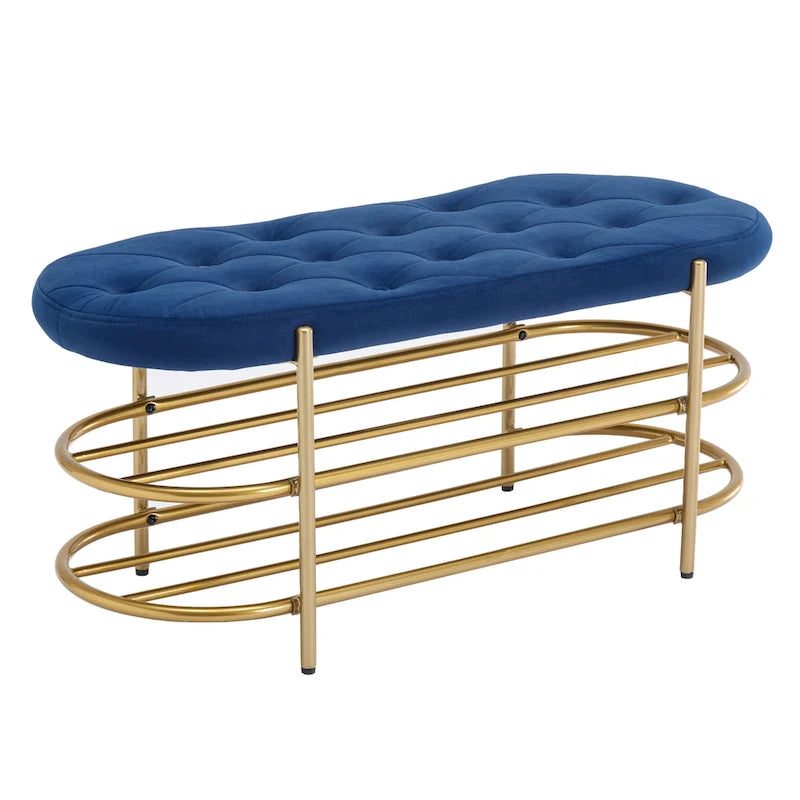 Velvet Upholstered Tufted End of Bench for Living Room/Bedroom