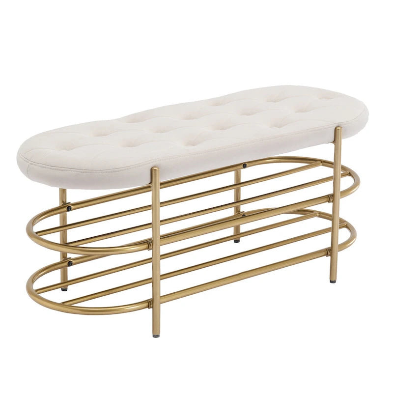 Velvet Upholstered Tufted End of Bench for Living Room/Bedroom