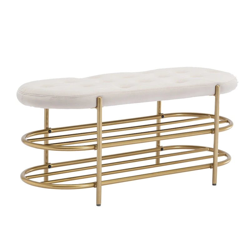 Velvet Upholstered Tufted End of Bench for Living Room/Bedroom