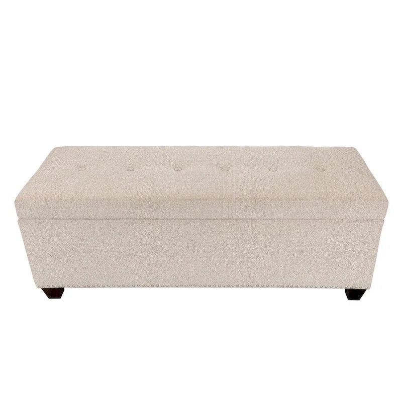 6 Button Nailhead Linen & Shoe Storage Bench