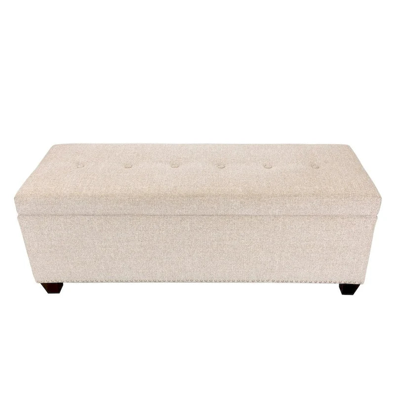 6 Button Nailhead Linen & Shoe Storage Bench