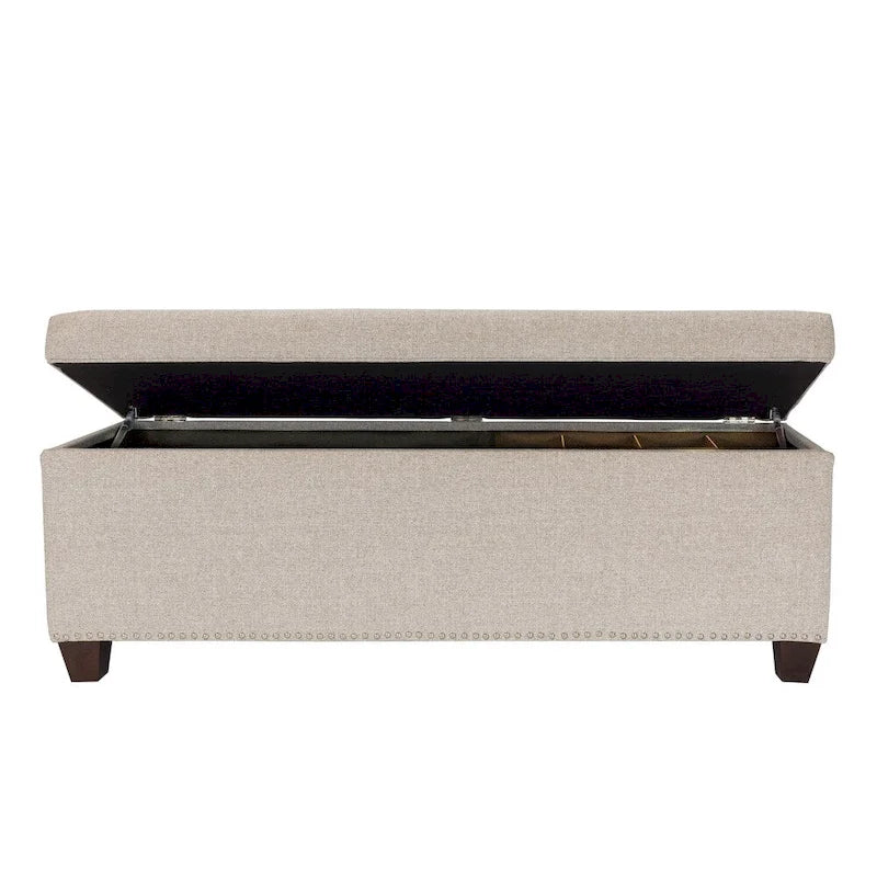 6 Button Nailhead Linen & Shoe Storage Bench