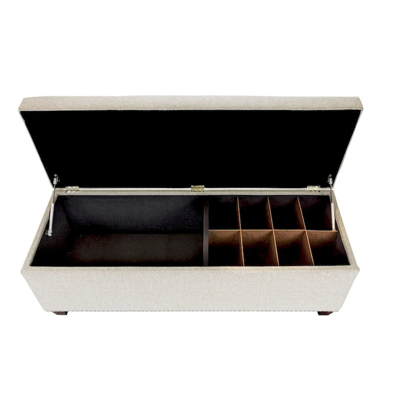 6 Button Nailhead Linen & Shoe Storage Bench