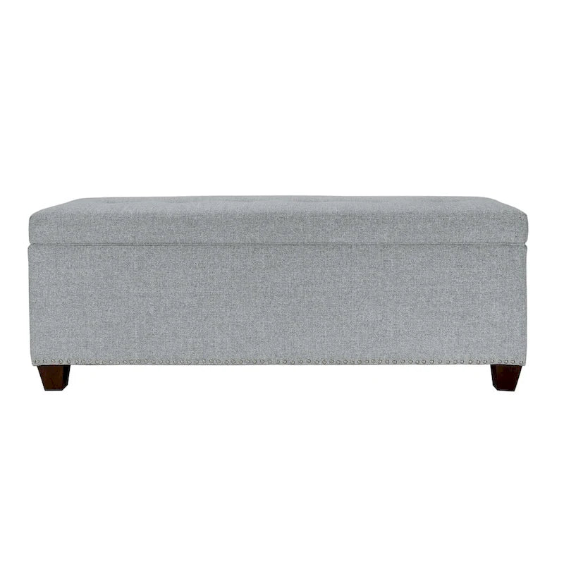 6 Button Nailhead Linen & Shoe Storage Bench