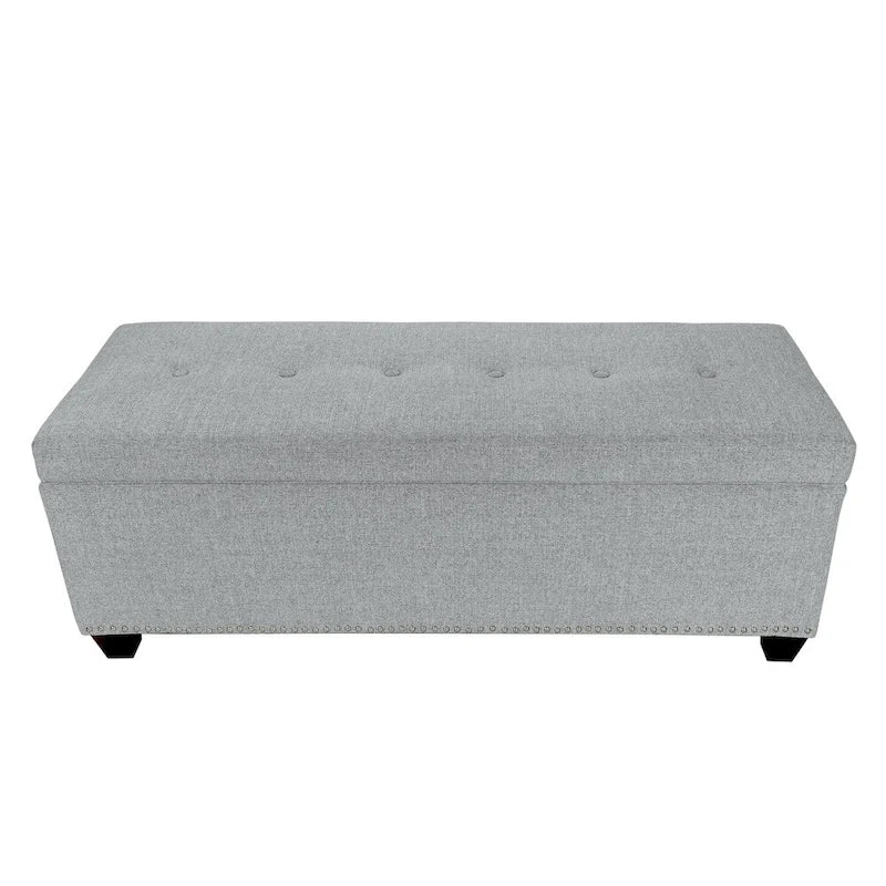6 Button Nailhead Linen & Shoe Storage Bench