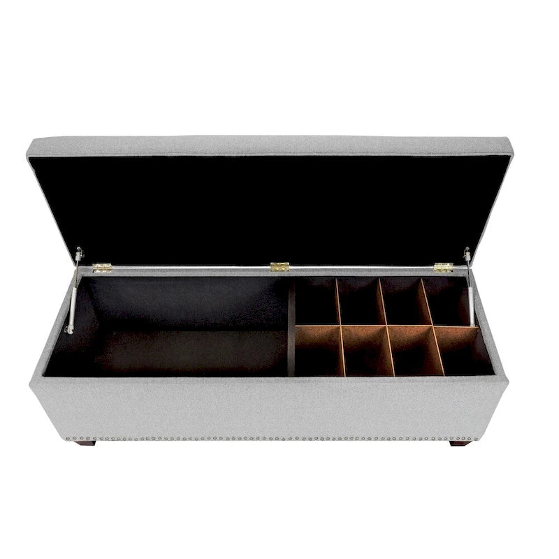 6 Button Nailhead Linen & Shoe Storage Bench