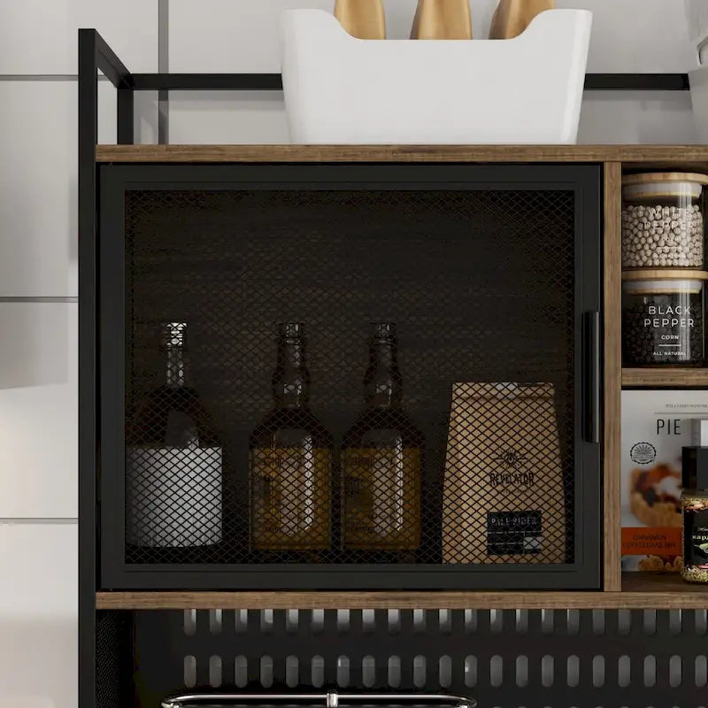 70.9W Kitchen Pantry Storage Cabinet with Cupboard & Microwave Stand