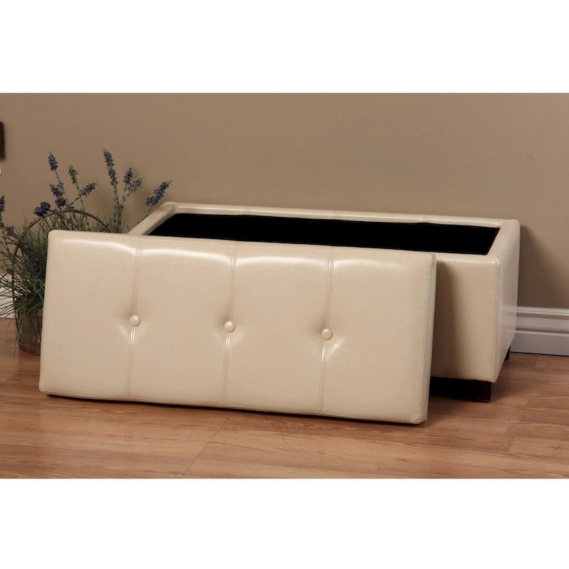 Ivory Wood Storage Bench