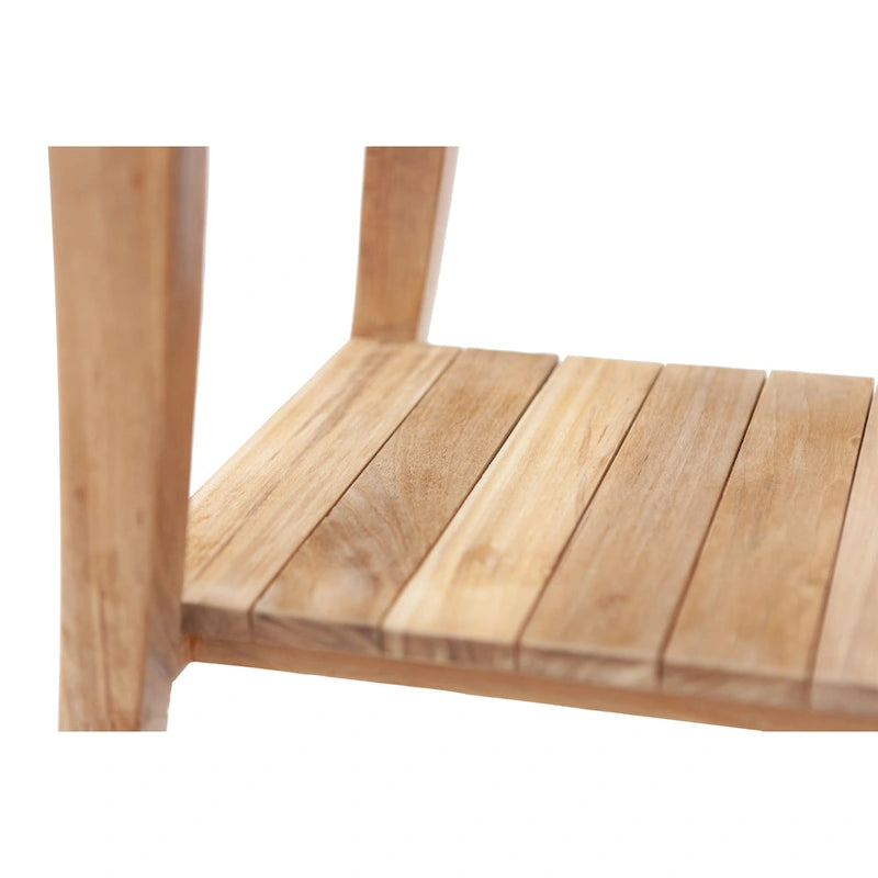 Nordic Style Solid Teak Asian Style Bench with Shelf
