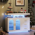 39" Sideboard with LED Light, USB & Wireless Charging