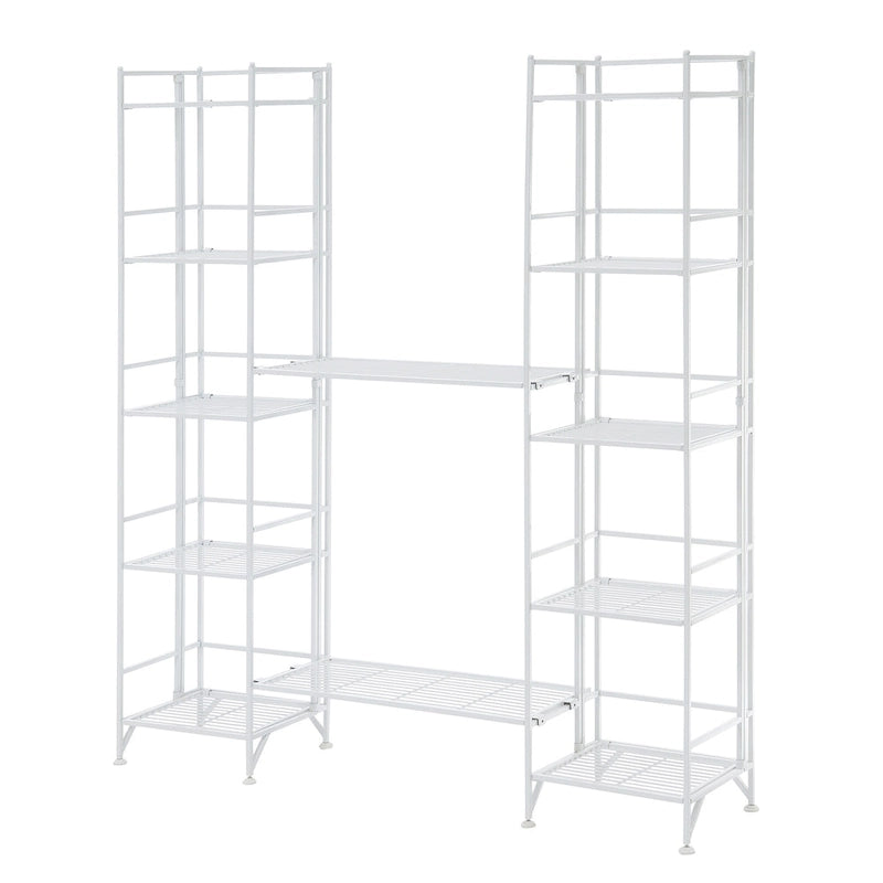 5-Tier Folding Metal Shelves with 2 Extension Shelves - 4 Piece Set
