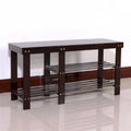 90cm Strip Type Bamboo Stool Shoe Rack with Boots Compartment Coffee - 35.43 x 11.02 x 17.72