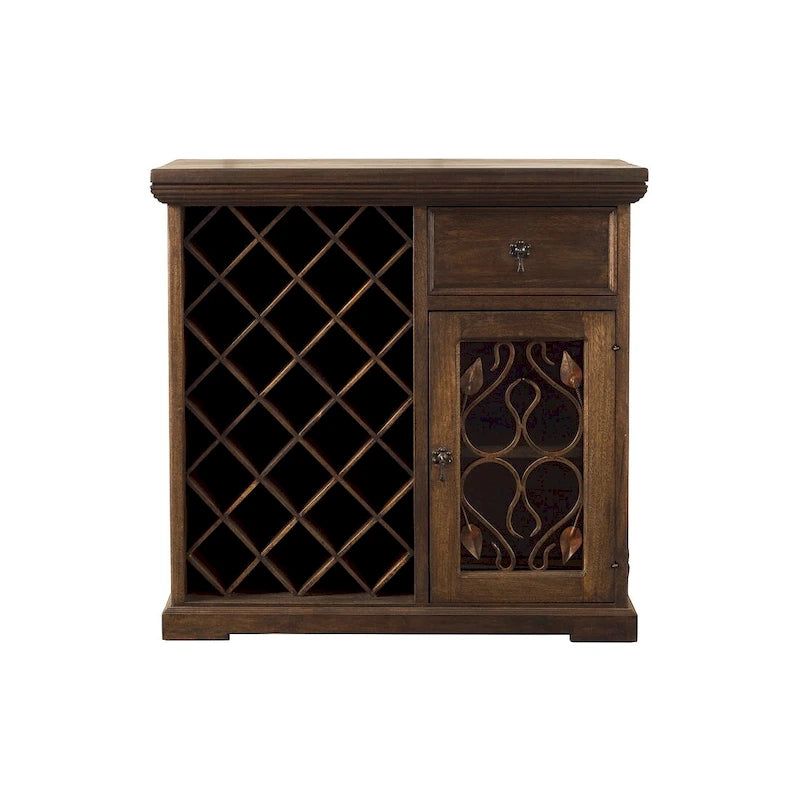 Handmade Solid Reclaimed Barn Wood & Forged Iron Hardware Wine Floor Cabinet - 40" Height