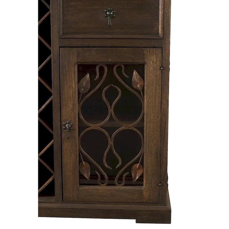 Handmade Solid Reclaimed Barn Wood & Forged Iron Hardware Wine Floor Cabinet - 40" Height