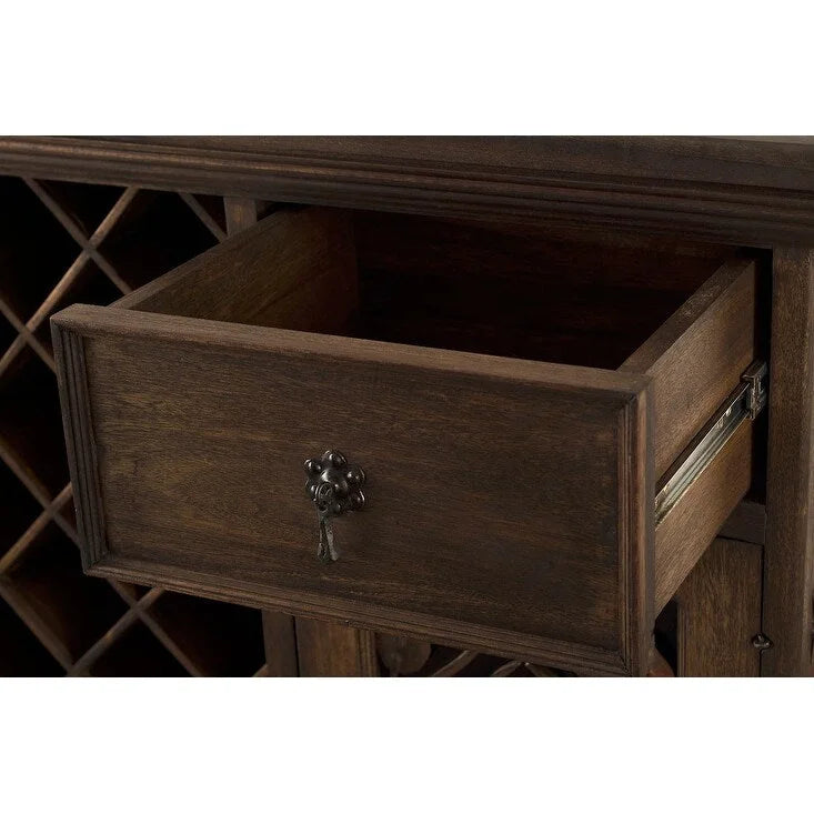 Handmade Solid Reclaimed Barn Wood & Forged Iron Hardware Wine Floor Cabinet - 40" Height