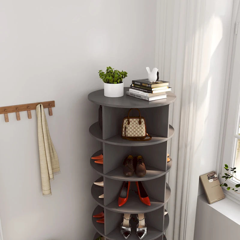 360° Rotating Shoe Cabinet - 6 Tiers, Holds Up to 24 Pairs