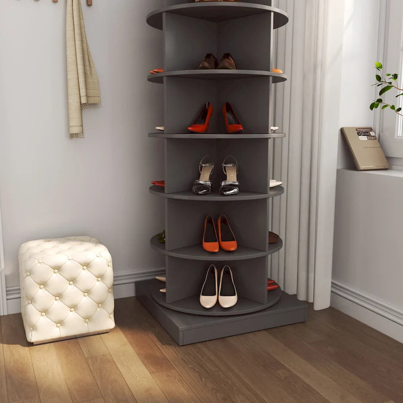 360° Rotating Shoe Cabinet - 6 Tiers, Holds Up to 24 Pairs