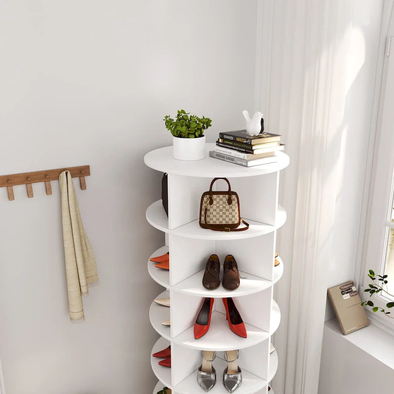 360° Rotating Shoe Cabinet - 6 Tiers, Holds Up to 24 Pairs