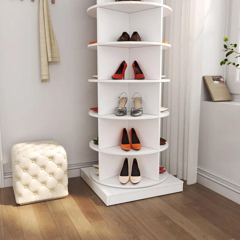 360° Rotating Shoe Cabinet - 6 Tiers, Holds Up to 24 Pairs
