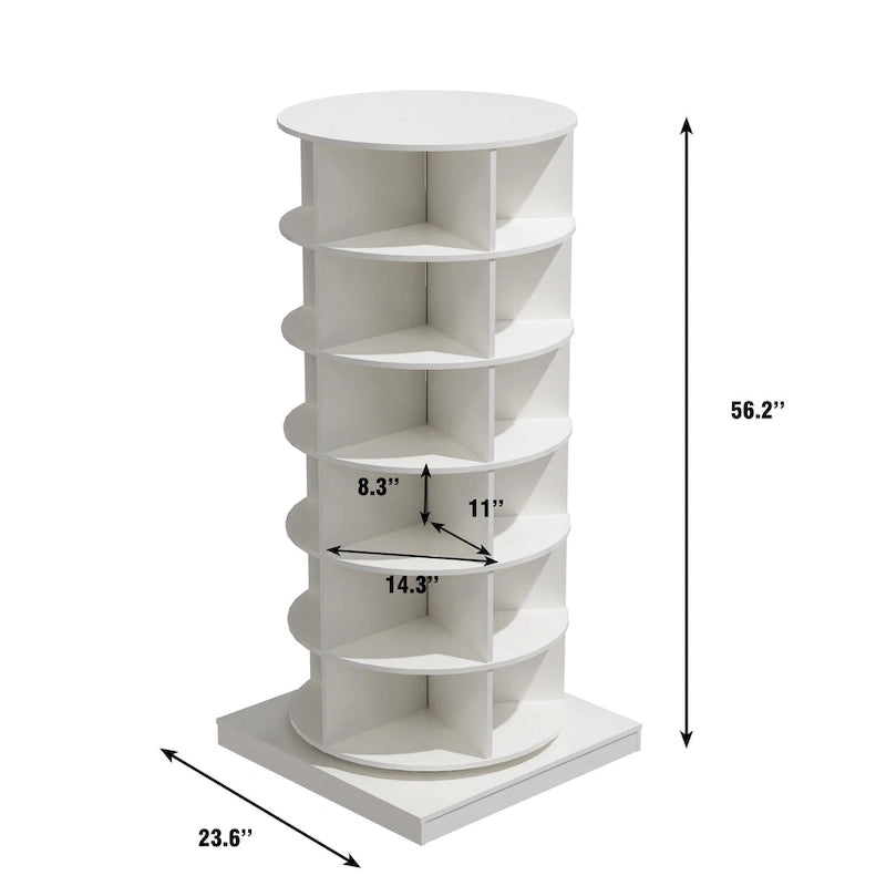 360° Rotating Shoe Cabinet - 6 Tiers, Holds Up to 24 Pairs