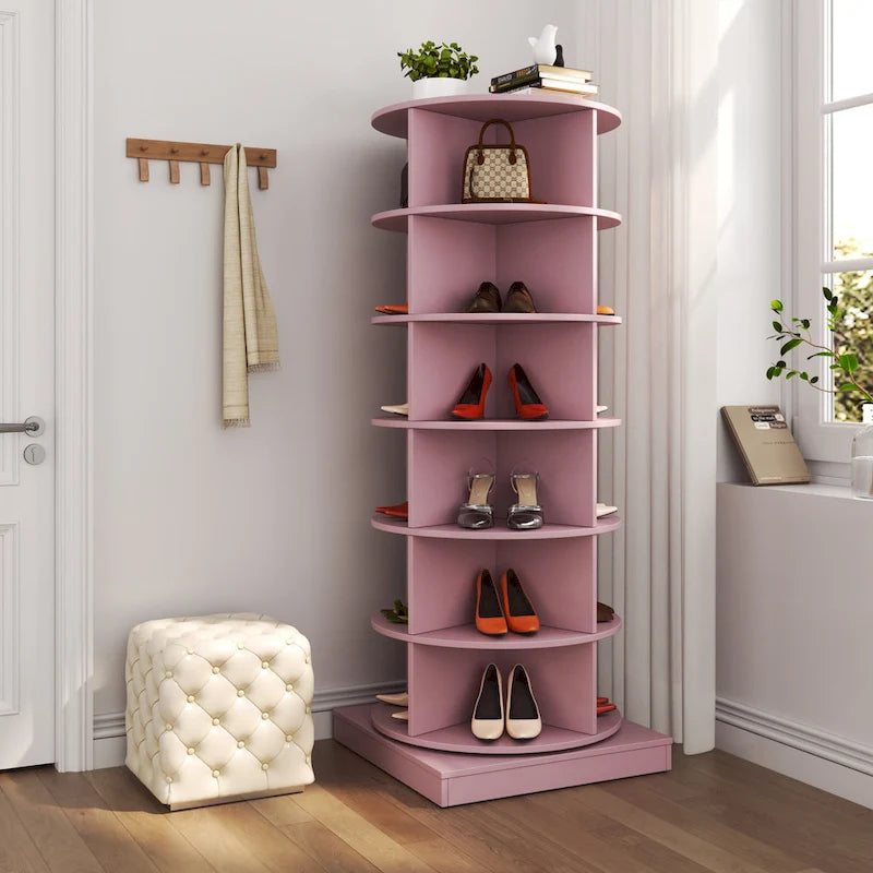 360° Rotating Shoe Cabinet - 6 Tiers, Holds Up to 24 Pairs