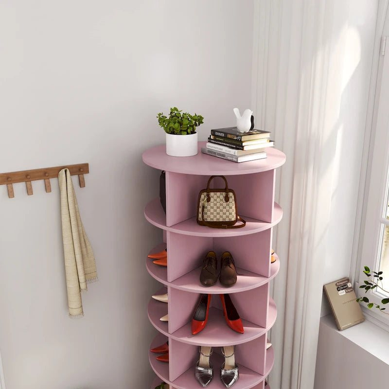 360° Rotating Shoe Cabinet - 6 Tiers, Holds Up to 24 Pairs