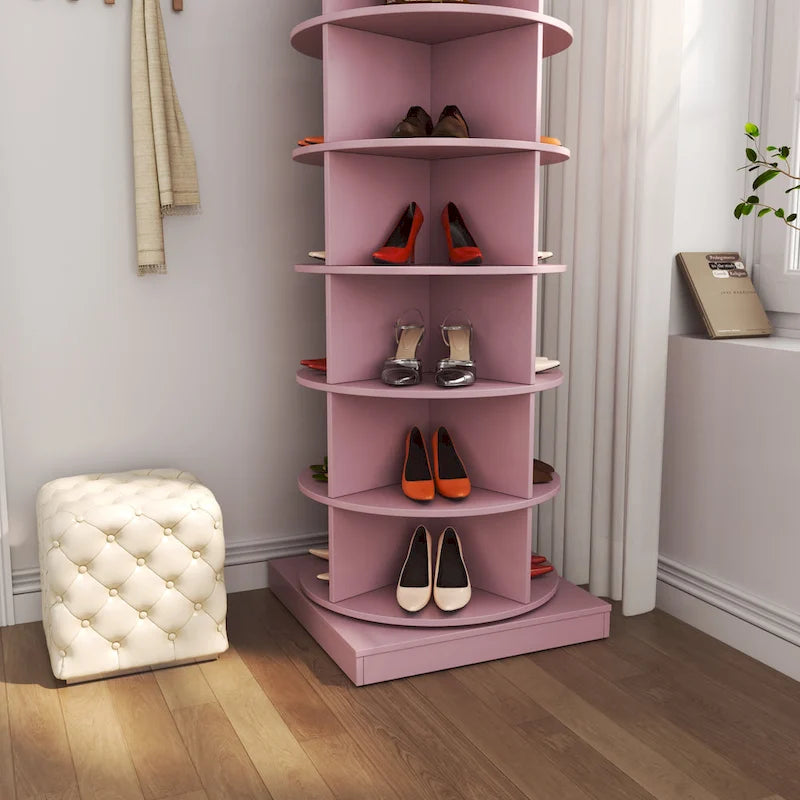 360° Rotating Shoe Cabinet - 6 Tiers, Holds Up to 24 Pairs