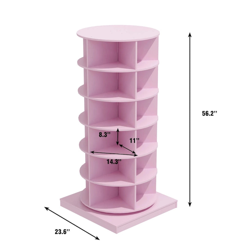 360° Rotating Shoe Cabinet - 6 Tiers, Holds Up to 24 Pairs