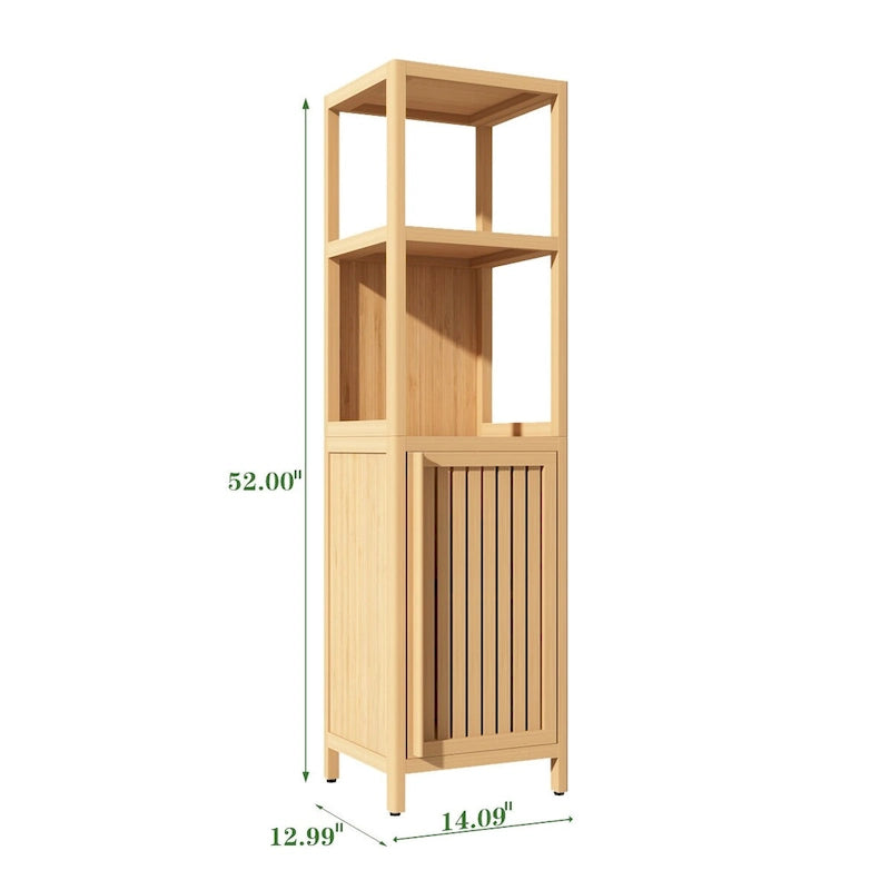 Large Capacity Multifunctional Bamboo Storage Cabinet for Bathroom and Living Room