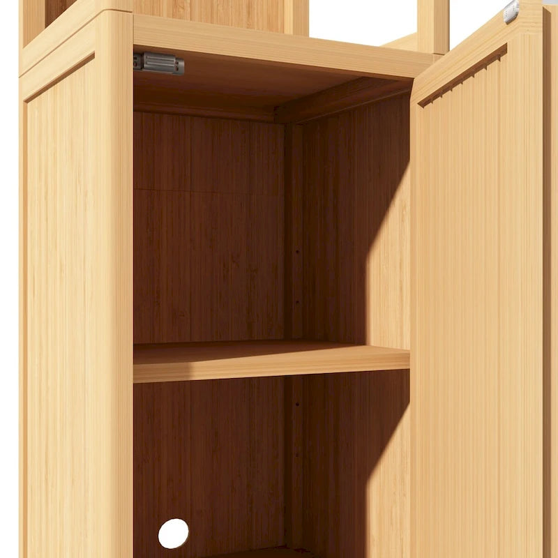 Large Capacity Multifunctional Bamboo Storage Cabinet for Bathroom and Living Room