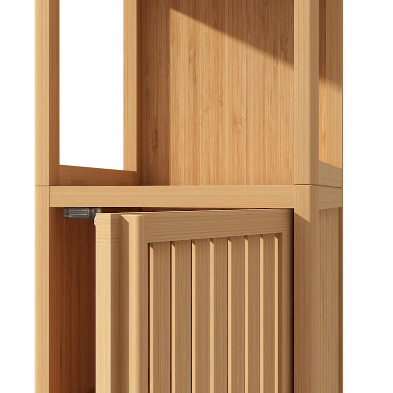 Large Capacity Multifunctional Bamboo Storage Cabinet for Bathroom and Living Room